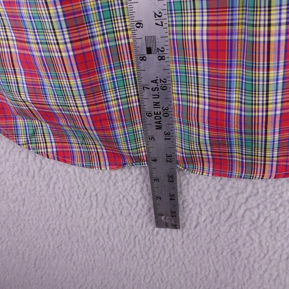 Polo Ralph Lauren Mens Classic Fit Plaid Button Down Shirt Red Green Blue S 14.5